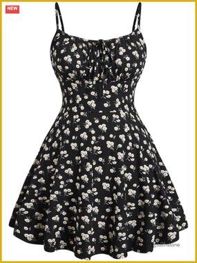 Flutter Sleeve Boho Sundress with Adjustable Spaghetti Straps - Cami Flowy Dress